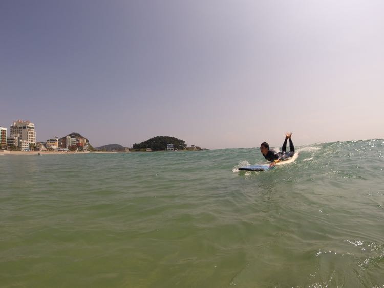 Surfing in Busan, Korea at Songjeong Beach (Surfing lesson and surf